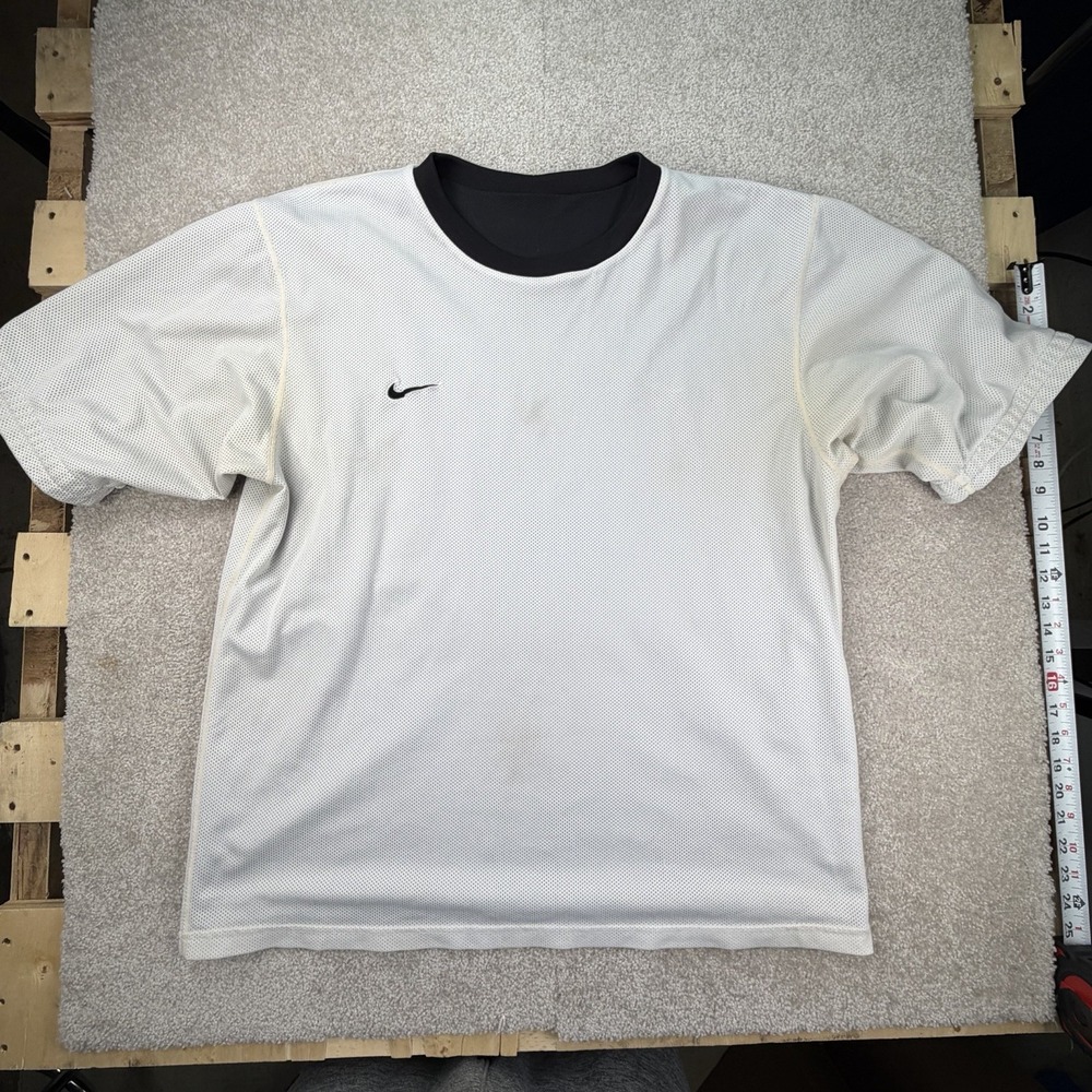 Vintage Y2K Nike Reversible Mesh Basketball Shirt Black white swoosh Size XL 90s - Picture 6 of 8